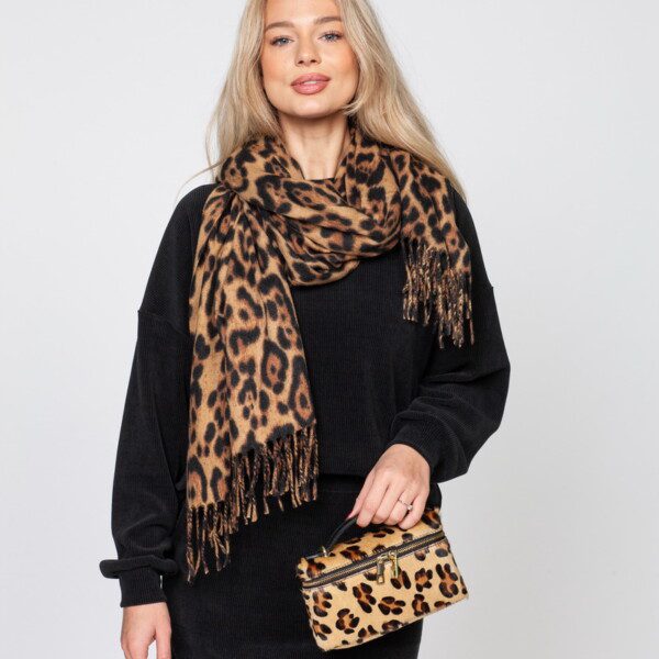 mini rankinė su leopardo imitacija