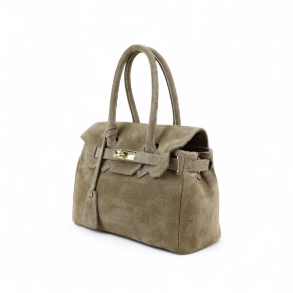 Natūralaus zomšo rankinė „Livia“ – kapučino atspalvio