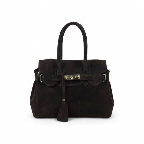 Vidutinio dydžio verstos odos rankinė „Vittoria“, šokolado atspalvio, su auksinėmis detalėmis – elegantiška ir lengvai derinama prie įvairaus stiliaus.