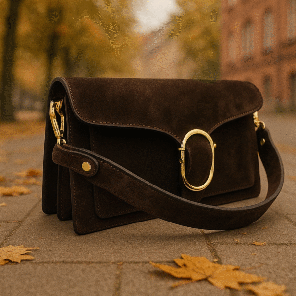 🤎 Nedidelė, prabangios verstos odos rankinė "Velija" – šokolado spalvos