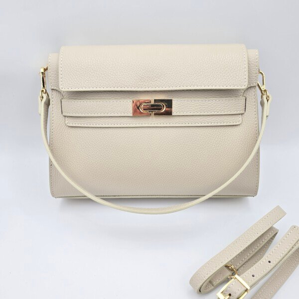 Itališka moteriška odinė rankinė "Fizenza" – kreminė spalva