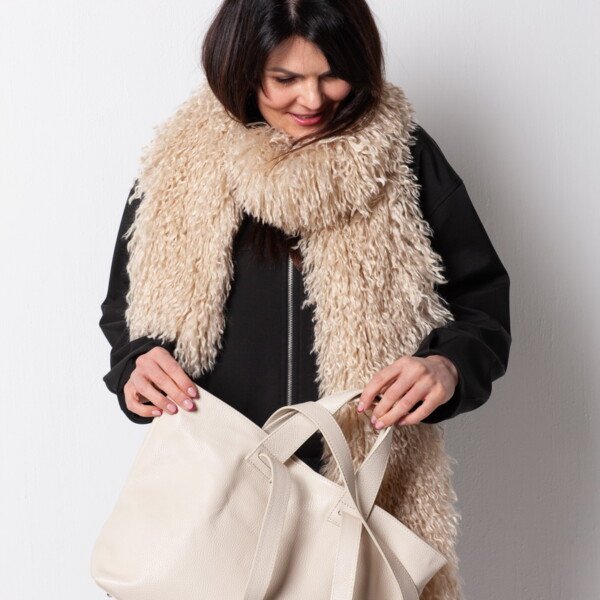 Talpi, natūralios odos rankinė "Dorotėja" pieno atspavis (ivori)